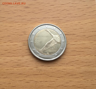 биметалл Финляндия 2 евро 2011 200 лет банку Лебедь - bimetall_finljandija_2_evro_2011_200_let_banku_finljandii_lebed_klikun_ptica_fauna