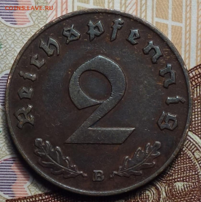 2 рейхспфеннинга 1939 В 17.05.2023г в 22-00 - 1939 В реверс.JPG