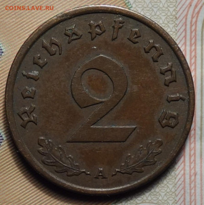 2 рейхспфеннинга 1940 А 17.05.2023г в 22-00 - 1940 А реверс.JPG
