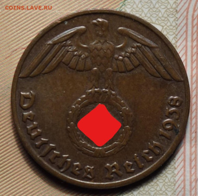1 рейхспфеннинг 1938г Е 17.05.2023г в 22-00 - 1938 Е аверс (2)