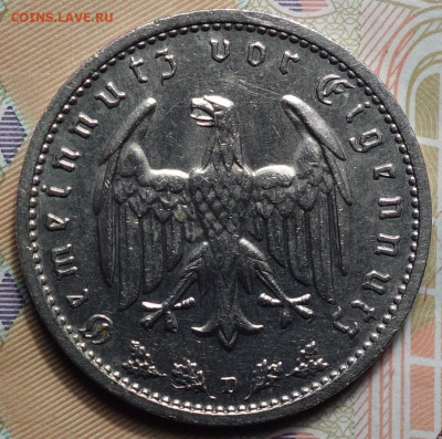 1 рейхсмарка 1937г D 17.05.2023г в 22-00 - 1937 D аверс.JPG