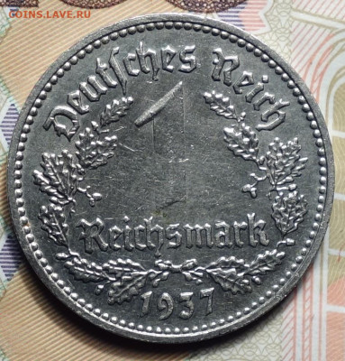 1 рейхсмарка 1937г D 17.05.2023г в 22-00 - 1937 D реверс.JPG