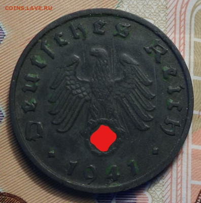 10 рейхспфеннингов 1941г В 17.05.2023г в 22-00 - 1941 В аверс (3)