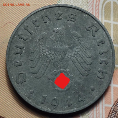 10 рейхспфеннингов 1944г А 17.05.2023г в 22-00 - 1944 А аверс (2)