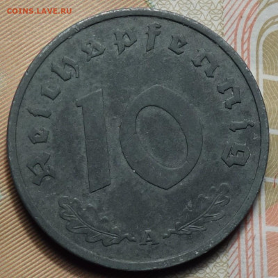10 рейхспфеннингов 1944г А 17.05.2023г в 22-00 - 1944 А реверс.JPG