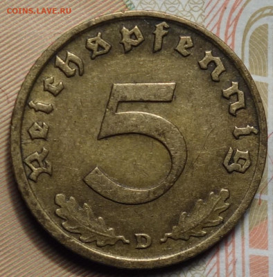 5 рейхспфеннингов 1937г D 17.05.2023г в 22-00 - 1937 D реверс.JPG