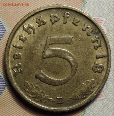 5 рейхспфеннингов 1938г В 17.05.2023г в 22-00 - 1938 В реверс.JPG