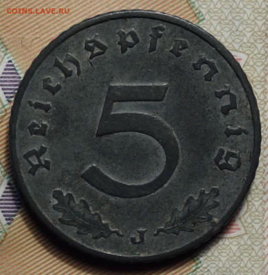 5 рейхспфеннингов 1941г J 17.05.2023г в 22-00 - 1941 J реверс.JPG