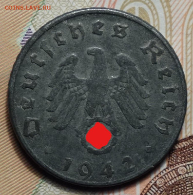 5 рейхспфеннингов 1942г D 17.05.2023г в 22-00 - 1942 D аверс (2)
