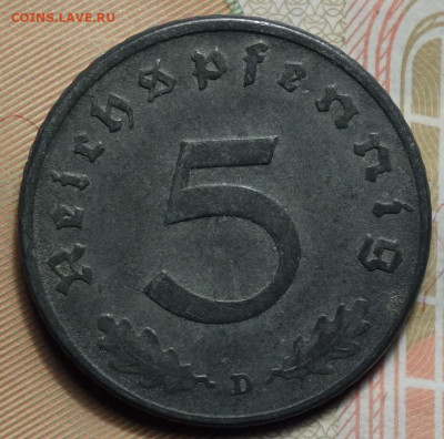5 рейхспфеннингов 1942г D 17.05.2023г в 22-00 - 1942 D реверс.JPG