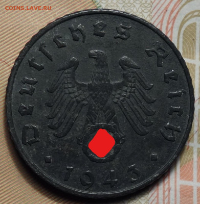 5 рейхспфеннингов 1943г G 17.05.2023г в 22-00 - 1943 G аверс (2)