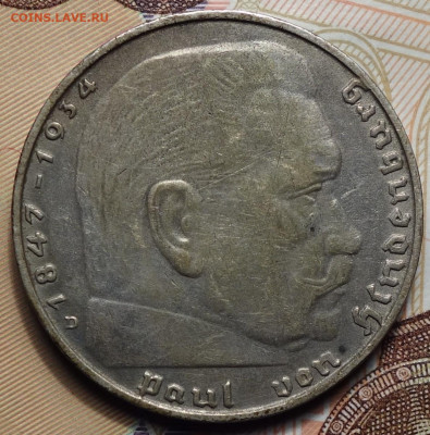 2 рейхсмарки 1939г В 17.05.2023г в 22-00 - 1939 D аверс.JPG