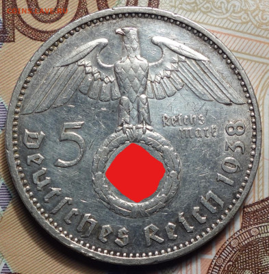 5 рейхсмарок 1938г А 17.05.2023г в 22-00 - 1938 А Св реверс