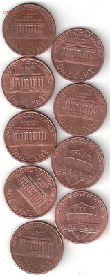 США: Одноцентовики 4 подборки Фикс - США 1 Цент 9шт А 009