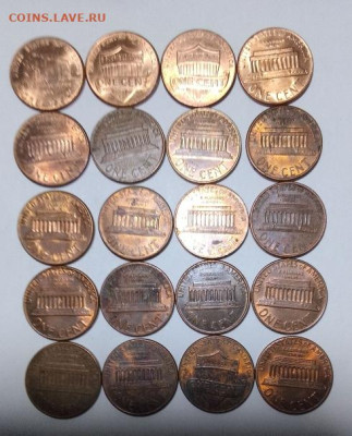 США: Одноцентовики 4 подборки Фикс - 1 ЦЕНТ 20шт А  Зап