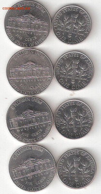 США 8 монет: Даймы,Никель 2014,15,16,17 все двор D Фикс - США Дайм,Никель 2014,15,16,17D a