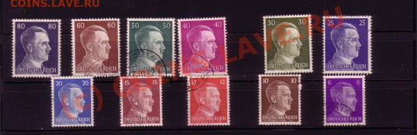 Почтовые марки рейх (Гитлер,Гинденбург)оценка - 556