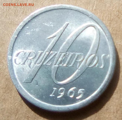 Бразилия 10 крузейро 1965 до 22.05.2023 в 22.00 - Бразилия 10 крузейро 1965