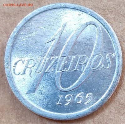 Бразилия 10 крузейро 1965 до 22.05.2023 в 22.00 - Бразилия 10 крузейро 1965а
