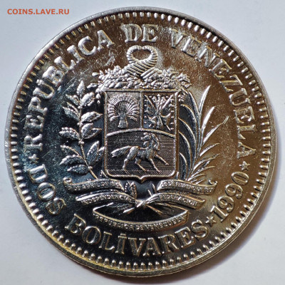 Венесуэла 2 боливара 1990 до 22.05.2023 в 22.00 - Венесуэла 2 боливара 1990а