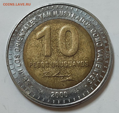 Уругвай 10 песо 2000 до 22.05.2023 в 22.00 - Уругвай 10 песо 2000а