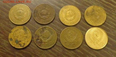 3 копейки 1930-53 восемь штук до 23.05, 22.00 - 3 коп разнобой 8 шт._2