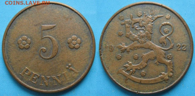 Финляндия 5 пенни 1922 до 25-05-23 в 22:00 - 16.45. -Финляндия 5 пенни 1922 B6