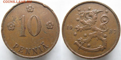 Финляндия 10 пенни 1937 до 25-05-23 в 22:00 - 16.75. -Финляндия 10 пенни 1937    B2