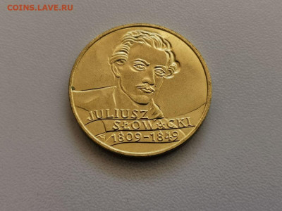 2 злотых Польша 1999 Юлиуш Словацкий, до 27.05 - 1999 Словацкий-1