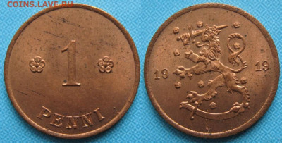 Финляндия 1 пенни 1919   до 27-05-23 в 22:00 - 16.33. -Финляндия 1 пенни 1919    3289