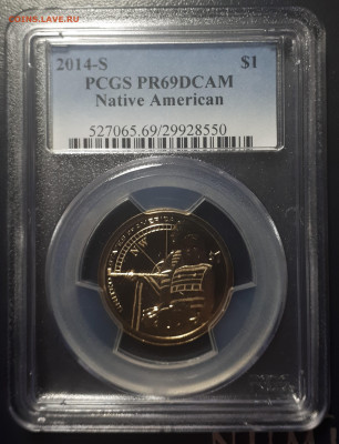 1 доллар 2014  Сакагавея . Помощь.  PCGS 69. ULTRA CAMEO - 20230521_210440
