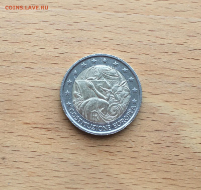 биметалл Италия 2 евро 2005 Подписание европейской Конституц - IMG_7713.JPG