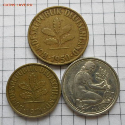 ФРГ 5, 10, 50 пфенингов 1950, 71, 92гг. до 27.05 - SAM_4446.JPG