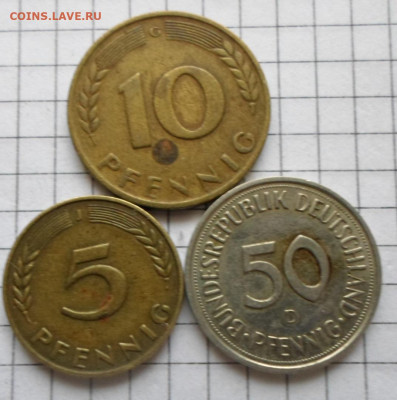 ФРГ 5, 10, 50 пфенингов 1950, 71, 92гг. до 27.05 - SAM_4447.JPG