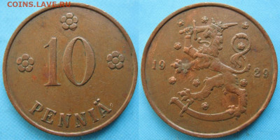Финляндия 10 пенни 1929 до 03-06-23 в 22:00 - 16.70. -Финляндия 10 пенни 1929   531