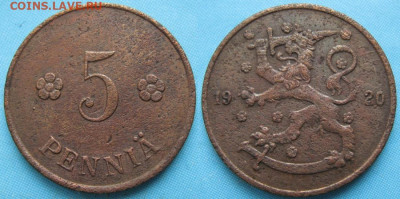 Финляндия 5 пенни 1920 до 03-06-23 в 22:00 - 16.42. -Финляндия 5 пенни 1920    5050