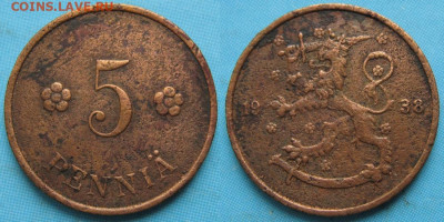 Финляндия 5 пенни 1938 до 03-06-23 в 22:00 - 16.56. -Финляндия 5 пенни 1938    5042