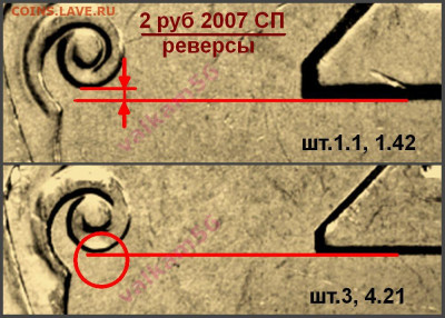2 рубля 2007 СПМД Определение штемпеля шт.3? - 2 руб 2007 СП Реверсы по двойке