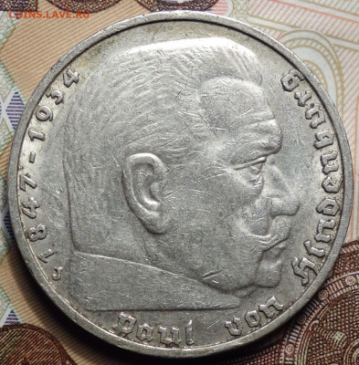 5 рейхсмарок 1938г J 07.06.2023г в 22-00 - 1938 J аверс.JPG
