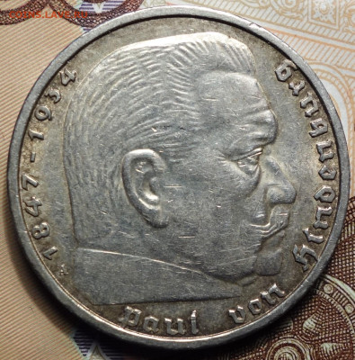 5 рейхсмарок 1939г A 07.06.2023г в 22-00 - 1939 А Св аверс.JPG