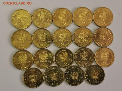 2 злотых Польша 2005 (полный к-кт 19шт). Оригинал, до 10.06 - 2005 19шт-2
