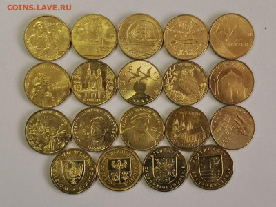 2 злотых Польша 2005 (полный к-кт 19шт). Оригинал, до 10.06 - 2005 19шт-1