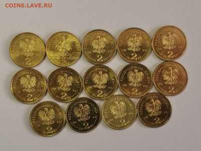 2 злотых Польша 2013 (полный к-кт 14шт). Оригинал, до 10.06 - 2013 14шт-2