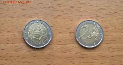 Иностранные монеты на разный материал - bimetall_italija_2_evro_2012_10_let_evro_nalichnymi