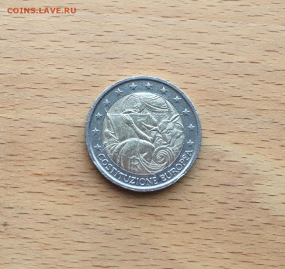 биметалл Италия 2 евро 2005 Подписание европейской Конституц - bimetall_italija_2_evro_2005_podpisanie_evropejskoj_konstitucii