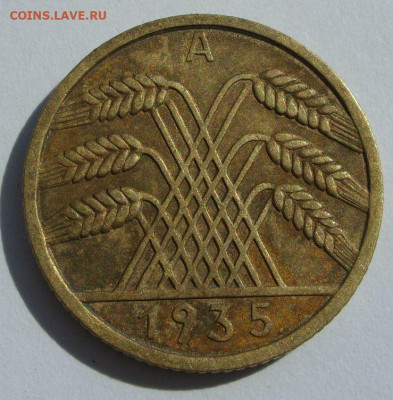 10 рейхспфеннигов 1935 A. С 1 рубля, шаг 1 рубль. - SDC13332