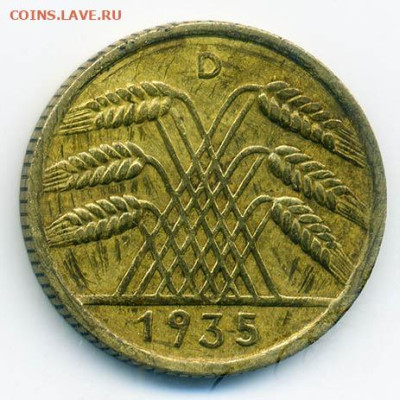 Германия 10 пфеннигов 1935-D - Германия_10пфеннигов-1935-D_Р