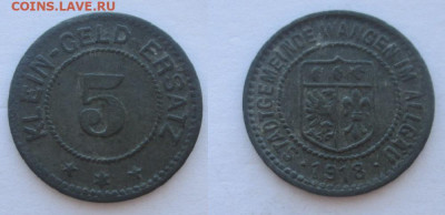 Нотгельды Германии. Обзорная тема. - 5 пф. 1918г. Ваген- им Алльгой, 17.5 мм.JPG
