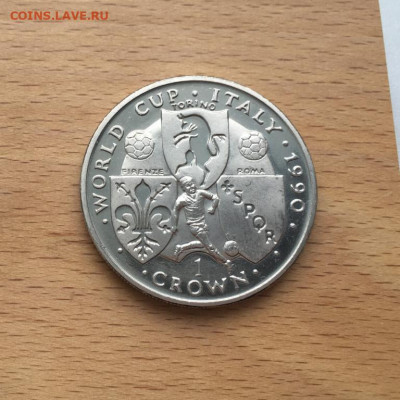 Шайба Остров Мэн 1 крона 1990 Турин Рим Флоренция футбол - krona_shajba_ostrov_men_1_krona_1990_chempionat_mira_futbol_italija_turin_rim_florencija_sport_futbol
