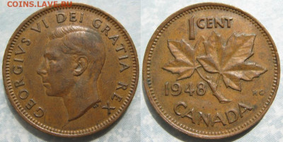 Канада 1 цент 1948 до 21-06-23 в 22:00 - Канада 1 цент 1948    186-к31-9672